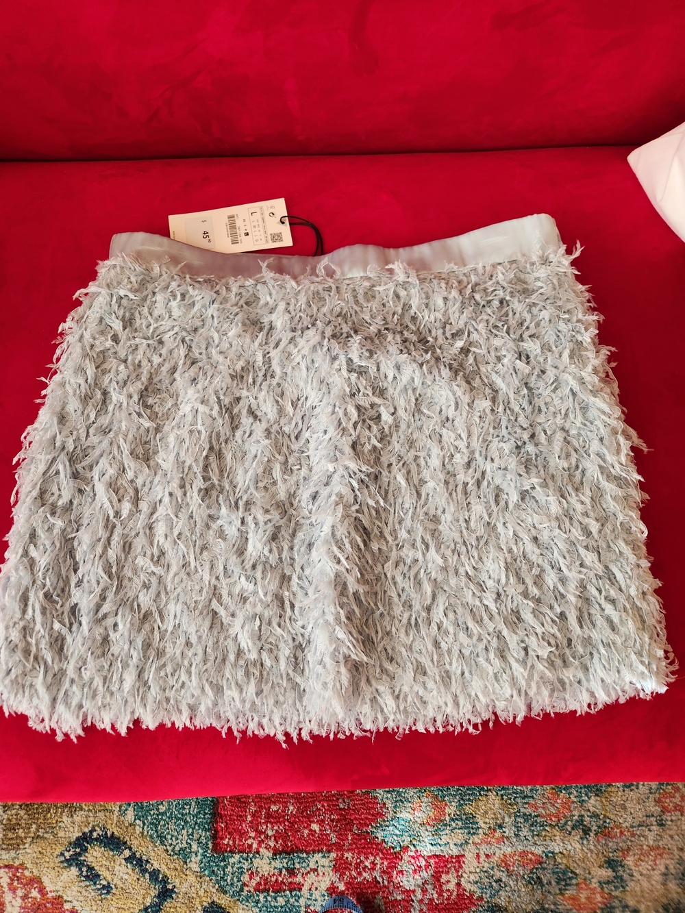 Zara Light Sage Green Faux-Fur Mini Skirt